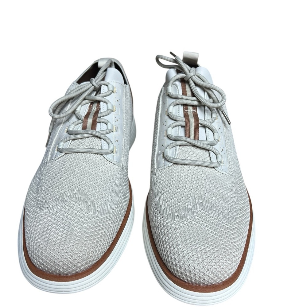 NWT Bruno Marc Men's Cream and Cognac Knit Wingtip Oxford Shoes 12